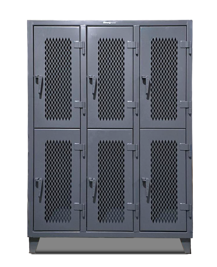 Ventilated Industrial Locker, 6 Compartments - 55 in. W x 34 in. D x 72 in. H - Outlet