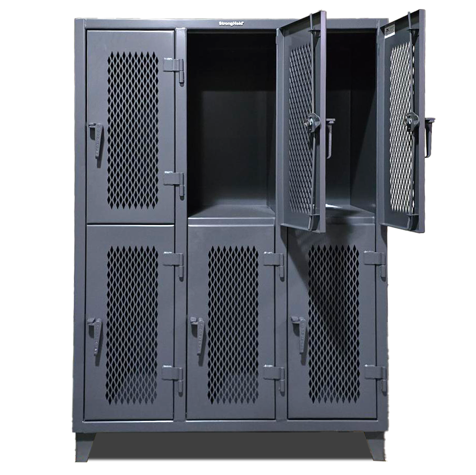 Ventilated Industrial Locker, 6 Compartments - 55 in. W x 34 in. D x 72 in. H - Outlet