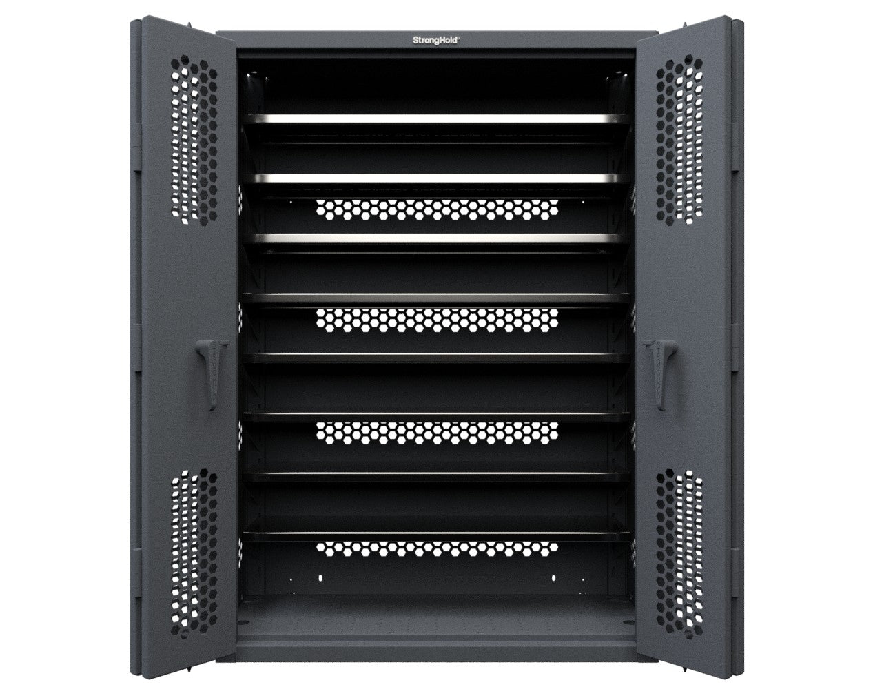 Modular Weapons Storage Low Profile Shelf Cabinet with Bi Fold Swing Doors - 42 in. W x 16 1/2 in. D x 60 in. H