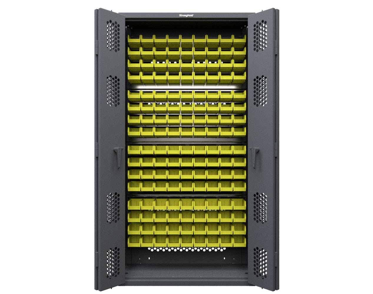 Modular Weapons Storage Bin Cabinet with Bi Fold Swing Doors - 42 in. W x 16 1/2 in. D x 84 in. H