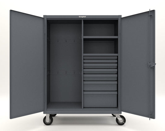 Extreme Duty 12 GA Mobile Rigging Cabinet with 7 Half-Width Drawers, 2 Shelves - 48 in. W x 24 in. D x 68 in. H - 45-242-7/5DB-CA-7024