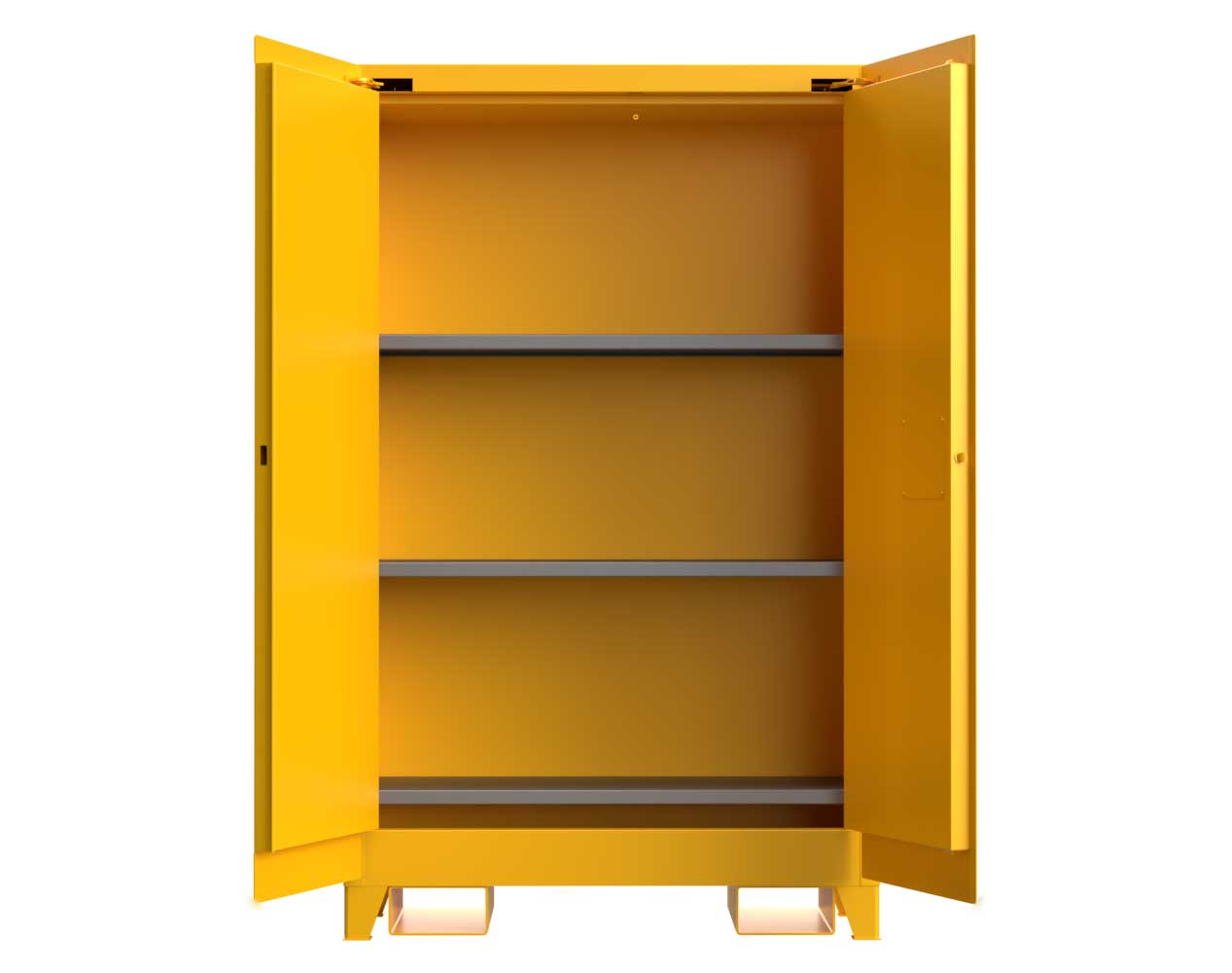 Extra Heavy Duty 14 GA 45 Gallon Flammable Safety Cabinet with Manual-Closing Doors, 3 Shelves, Forklift Pockets - 43 In. W x 18 In. D x 70 In. H