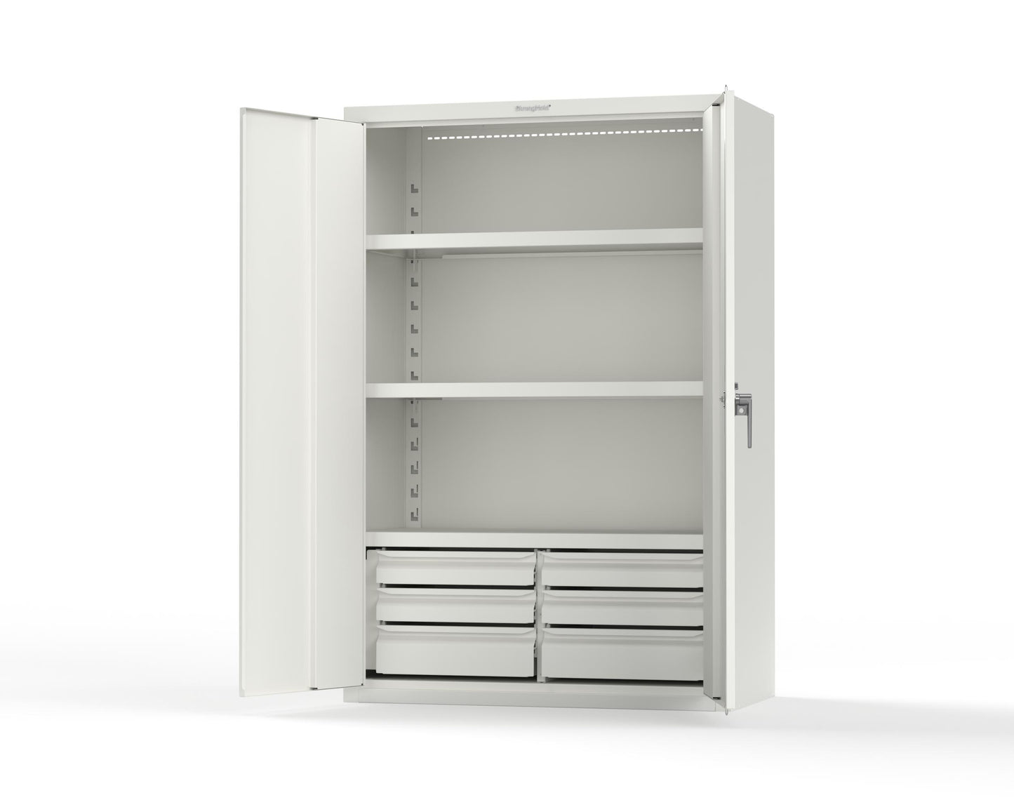 Heavy Duty 18 GA Cabinet with 6 Drawers and 3 Shelves - 48 in. W x 24 in. D x 72 in. H - 46-243-6/5DB-P-9003