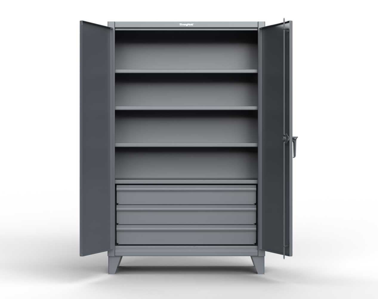 Extreme Duty 12 GA Cabinet with 3 Drawers, 4 Shelves - 36 In. W x 24 In. D x 78 In. H