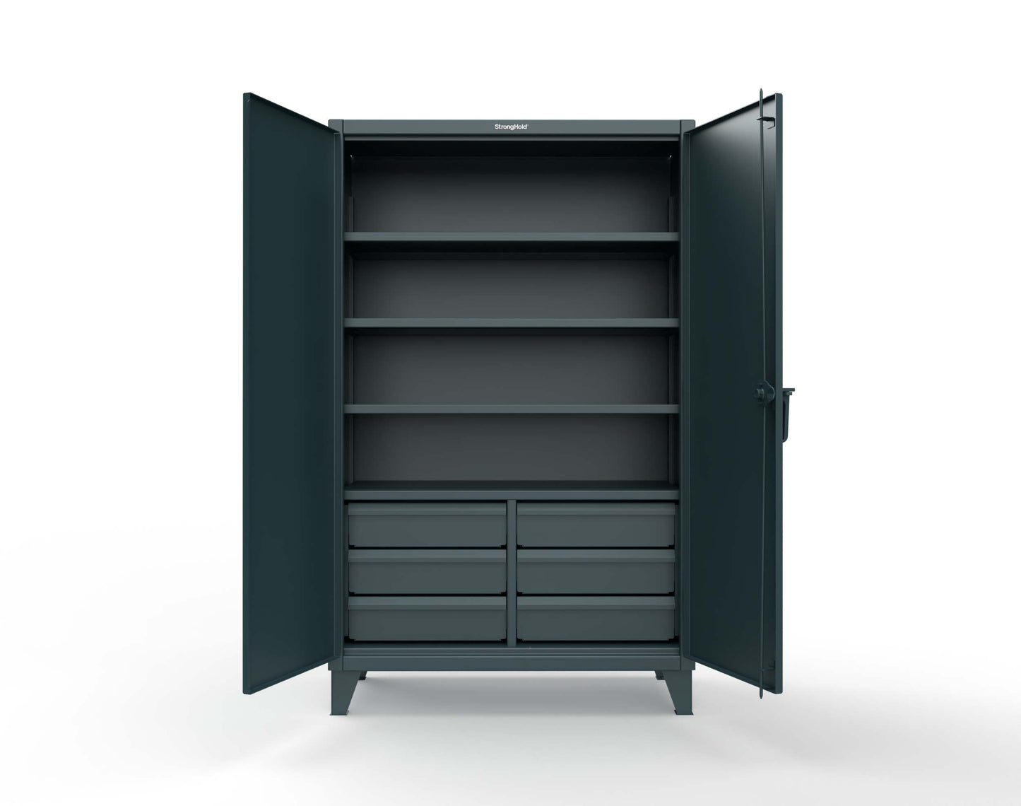 Extreme Duty 12 GA Cabinet with 6 Half-Width Drawers, 4 Shelves - 48 In. W x 24 In. D x 78 In. H - 46-244-6/5DB-5001
