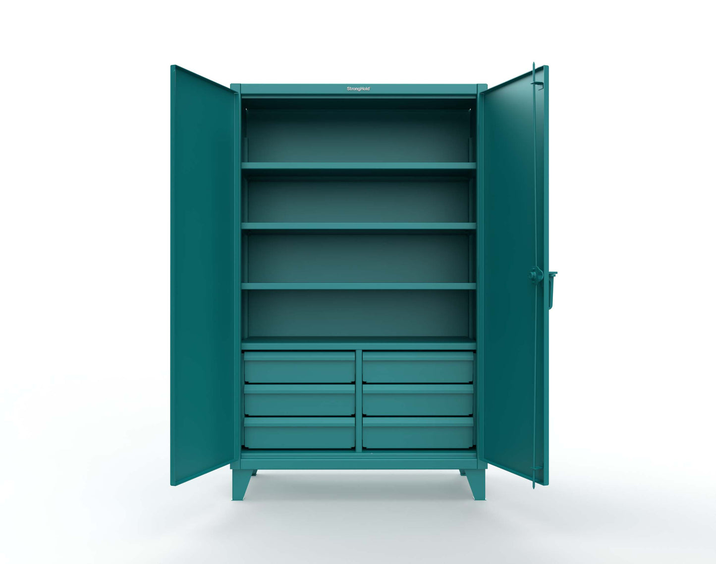 Extreme Duty 12 GA Cabinet with 6 Half-Width Drawers, 4 Shelves - 48 In. W x 24 In. D x 78 In. H - 46-244-6/5DB-5021