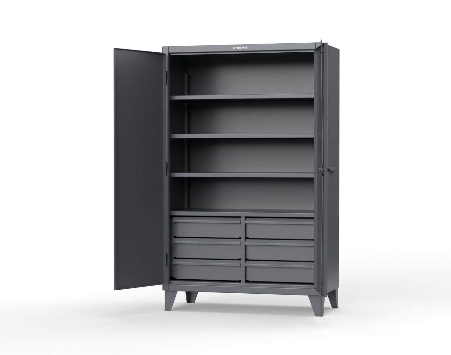 Extreme Duty 12 GA Cabinet with 6 Half-Width Drawers, 4 Shelves - 48 In. W x 24 In. D x 78 In. H - 46-244-6/5DB-7024