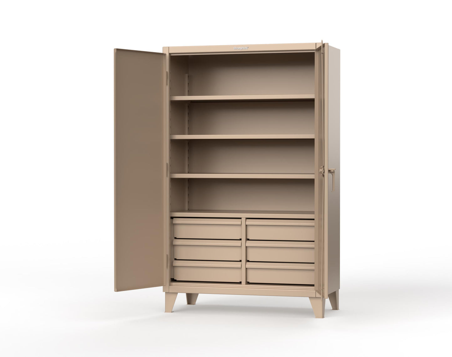 Extreme Duty 12 GA Cabinet with 6 Half-Width Drawers, 4 Shelves - 48 In. W x 24 In. D x 78 In. H - 46-244-6/5DB-1019