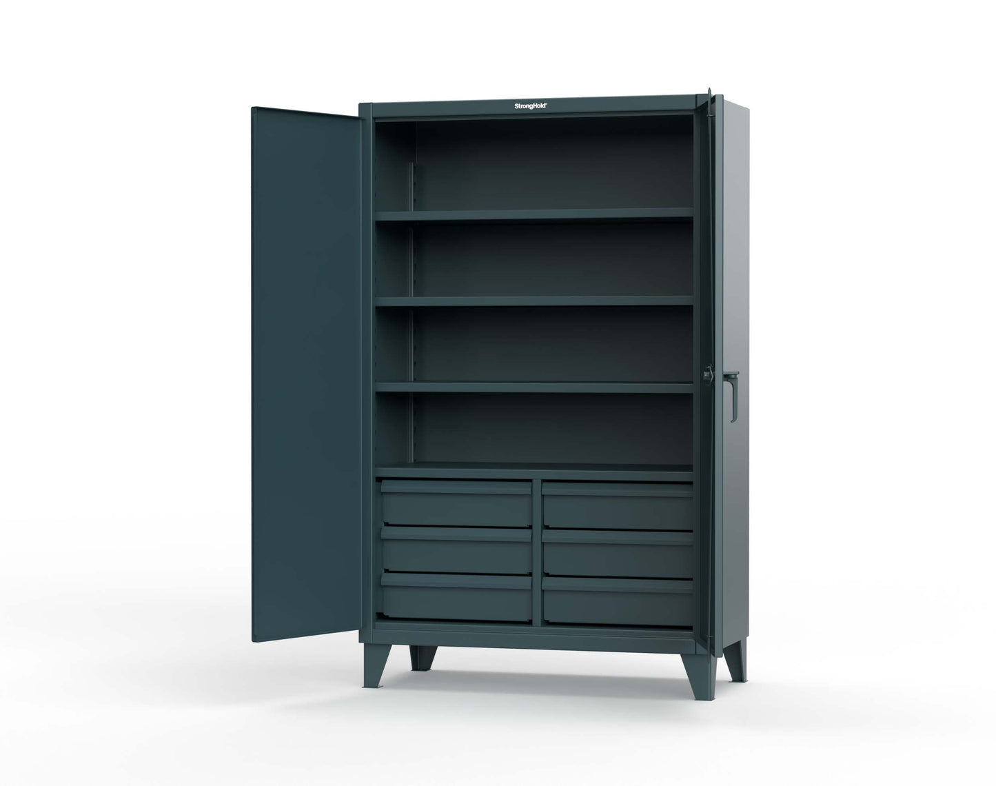 Extreme Duty 12 GA Cabinet with 6 Half-Width Drawers, 4 Shelves - 48 In. W x 24 In. D x 78 In. H - 46-244-6/5DB-5001