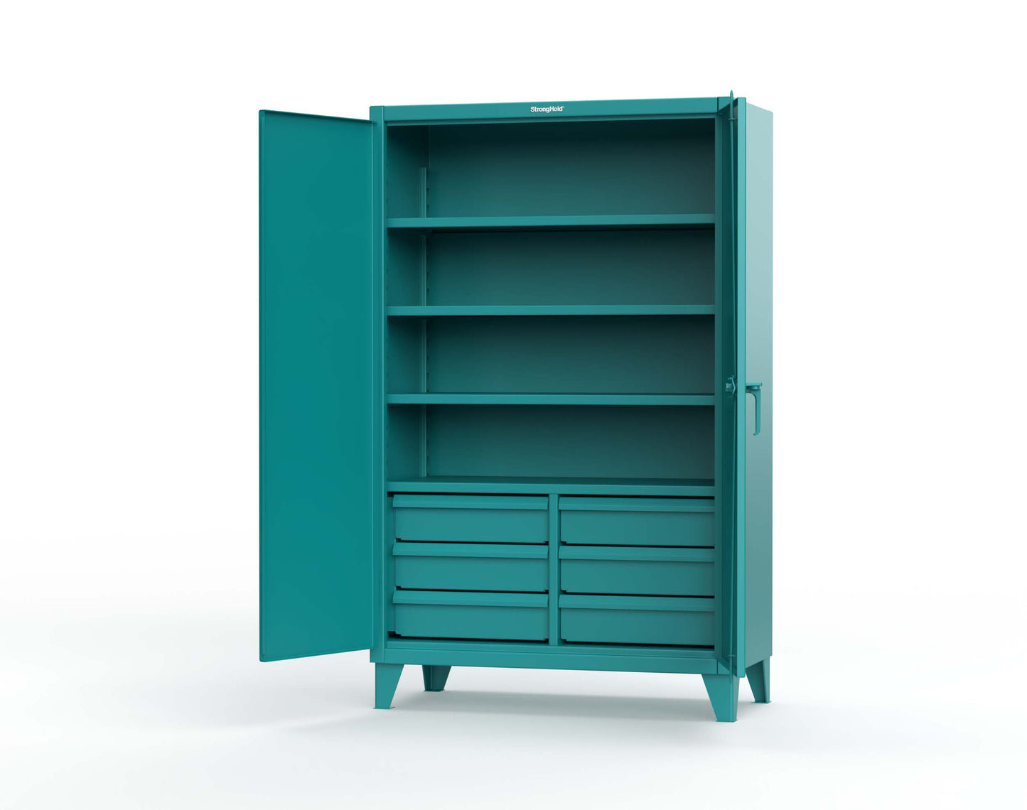 Extreme Duty 12 GA Cabinet with 6 Half-Width Drawers, 4 Shelves - 48 In. W x 24 In. D x 78 In. H - 46-244-6/5DB-5021