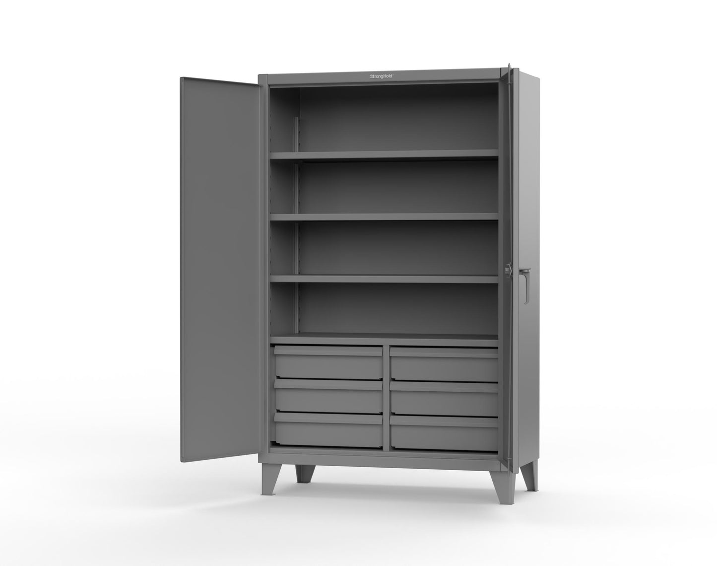 Extreme Duty 12 GA Cabinet with 6 Half-Width Drawers, 4 Shelves - 48 In. W x 24 In. D x 78 In. H - 46-244-6/5DB-7037