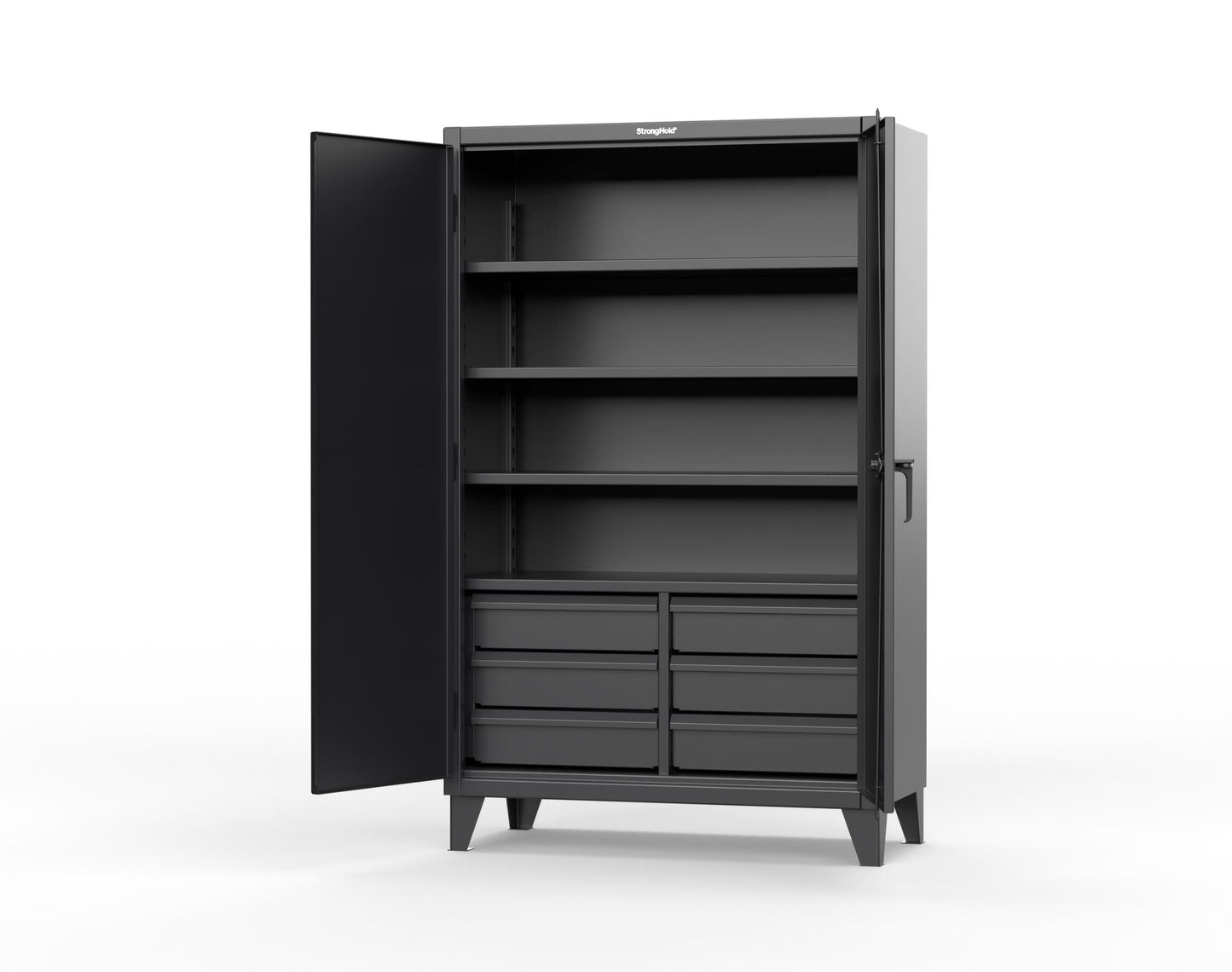 Extreme Duty 12 GA Cabinet with 6 Half-Width Drawers, 4 Shelves - 48 In. W x 24 In. D x 78 In. H - 46-244-6/5DB-9005