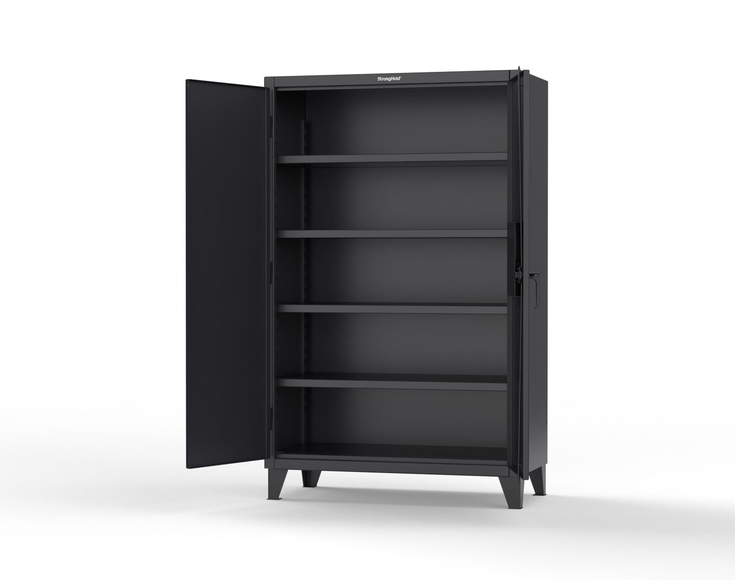 Extreme Duty 12 GA Cabinet with 4 Shelves Secured by Network-Capable Electronic Lock with Card Reader (HID) - 48 In. W x 24 In. D x 78 In. H - 46-244-NX-9005