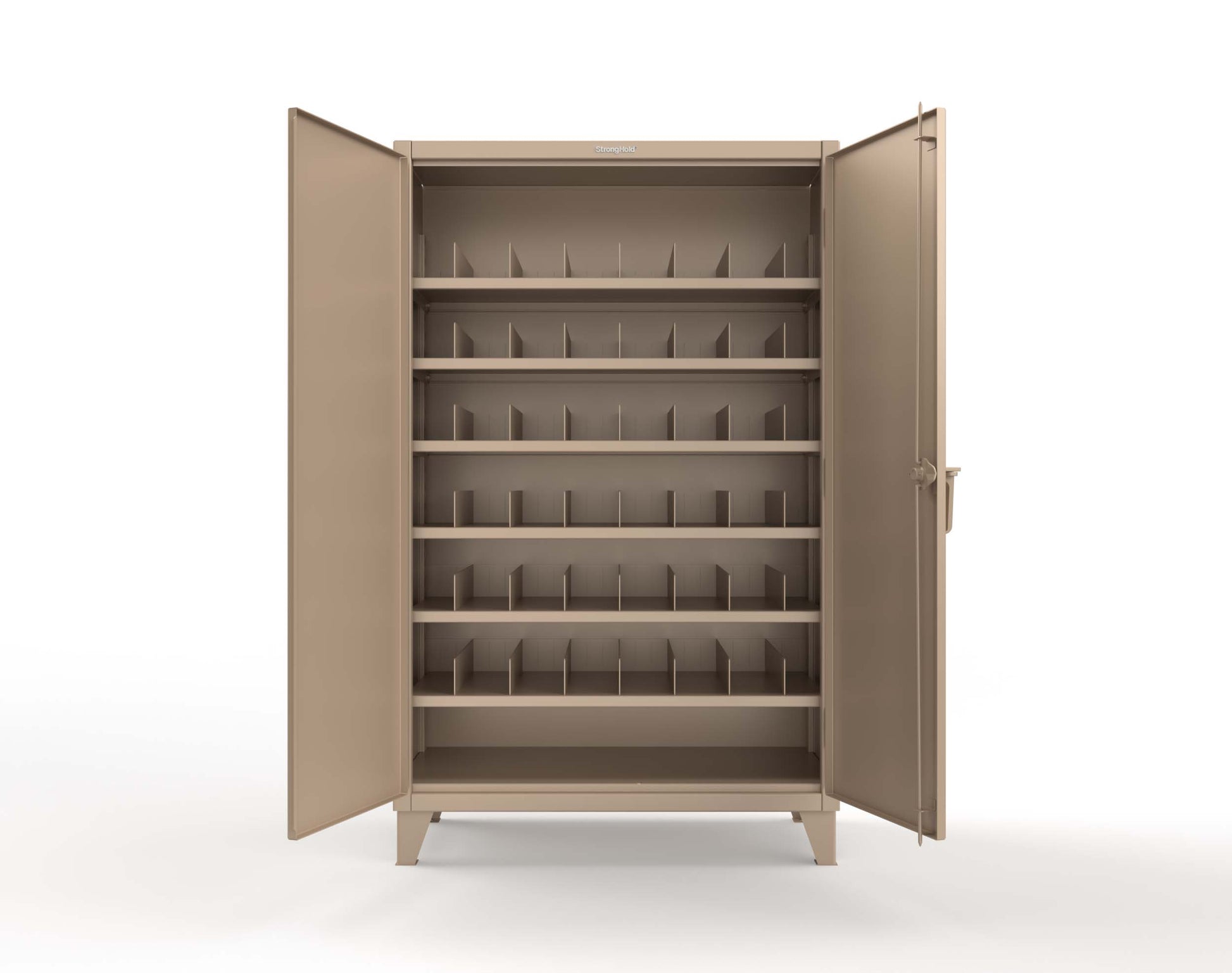 Extreme Duty 12 GA Cabinet with 6 Shelves, Shelf Dividers - 48 In. W x 24 In. D x 78 In. H - 46-246PH-42VD-1019