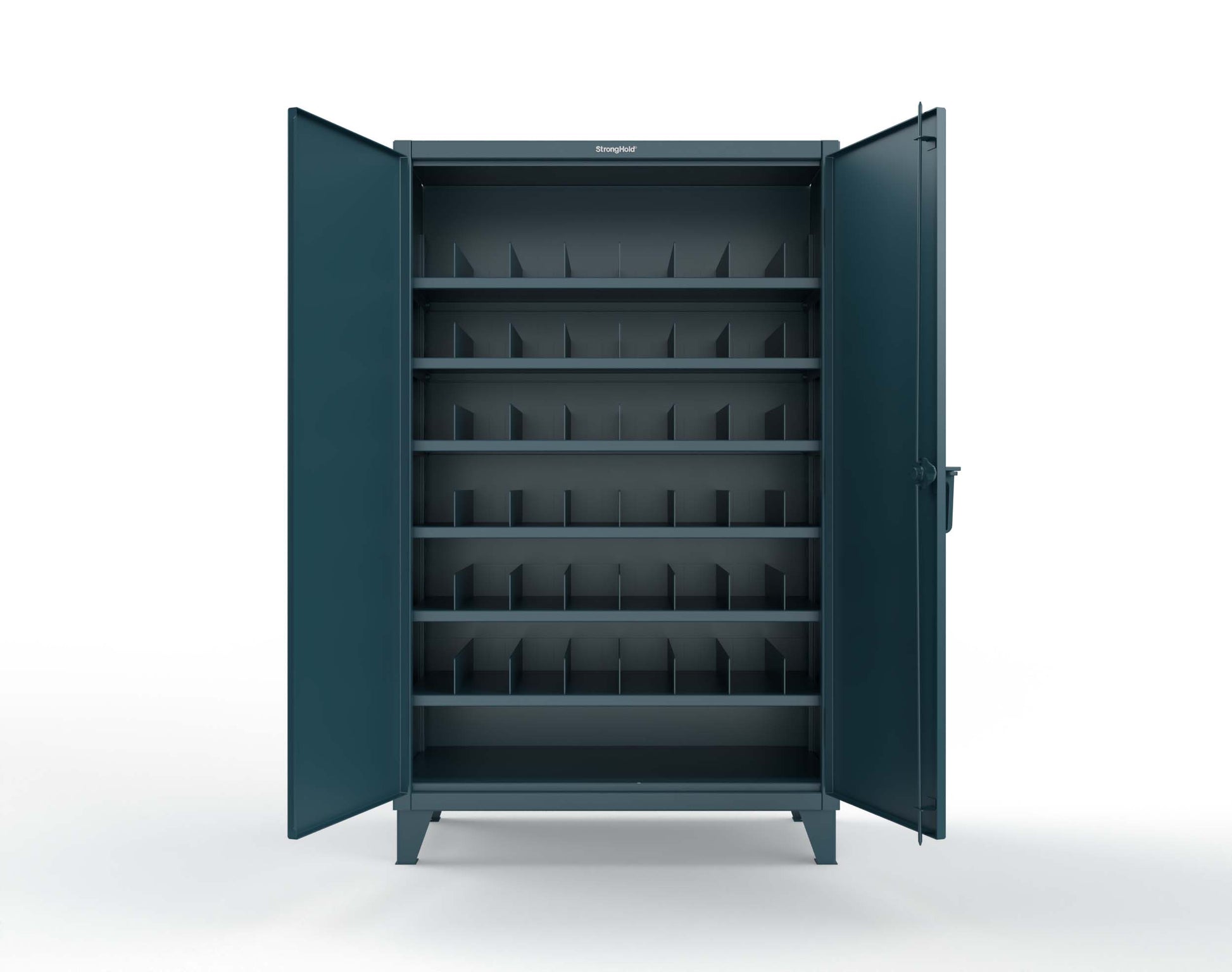 Extreme Duty 12 GA Cabinet with 6 Shelves, Shelf Dividers - 48 In. W x 24 In. D x 78 In. H - 46-246PH-42VD-5001