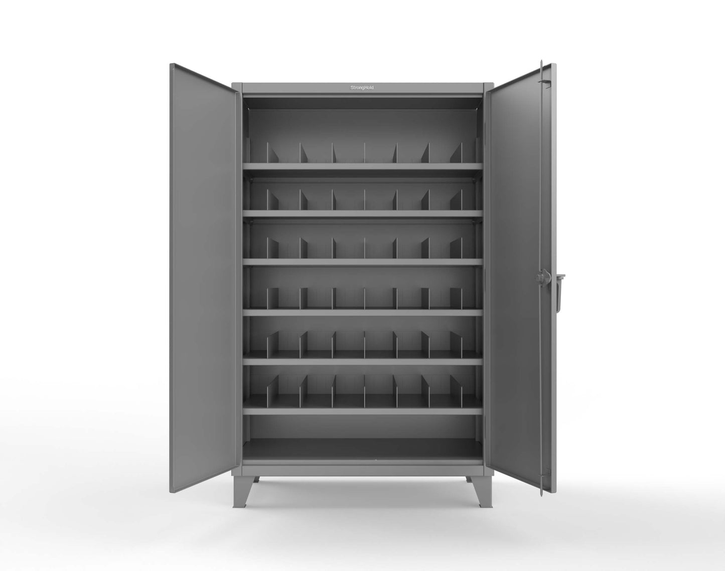 Extreme Duty 12 GA Cabinet with 6 Shelves, Shelf Dividers - 48 In. W x 24 In. D x 78 In. H - 46-246PH-42VD-7037