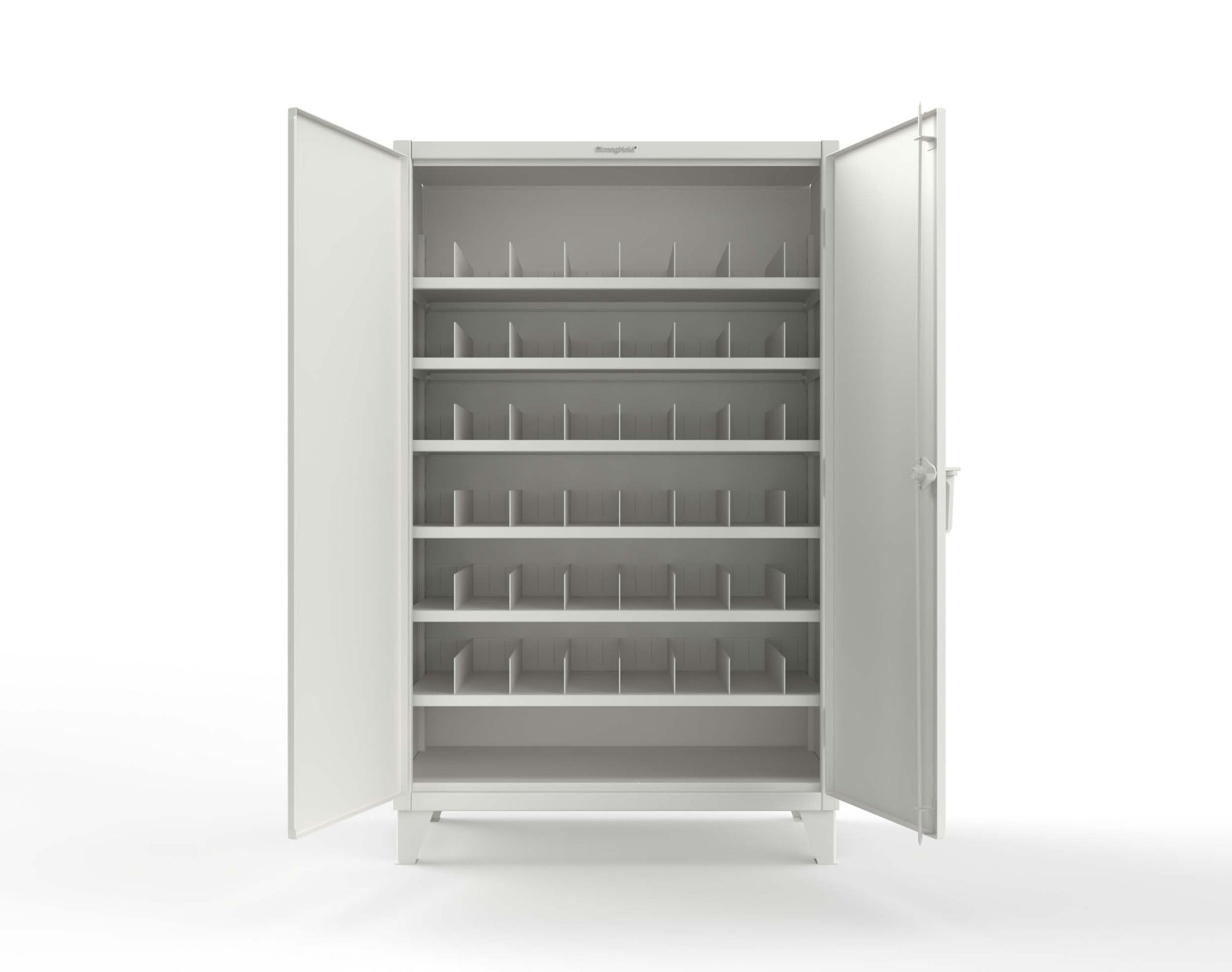 Extreme Duty 12 GA Cabinet with 6 Shelves, Shelf Dividers - 48 In. W x 24 In. D x 78 In. H - 46-246PH-42VD-9003