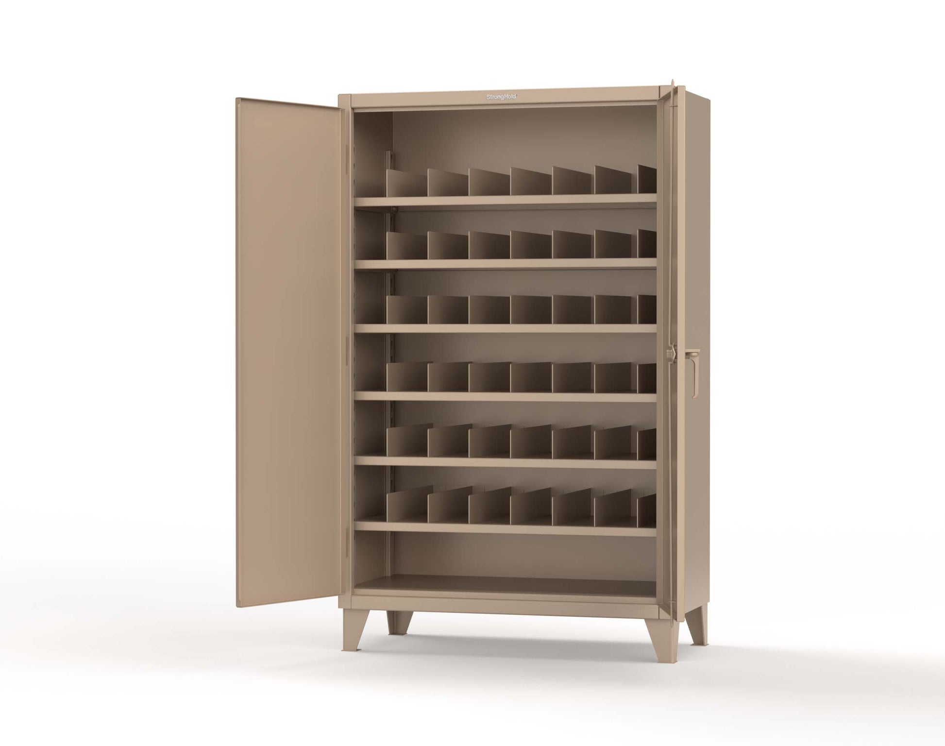 Extreme Duty 12 GA Cabinet with 6 Shelves, Shelf Dividers - 48 In. W x 24 In. D x 78 In. H - 46-246PH-42VD-1019