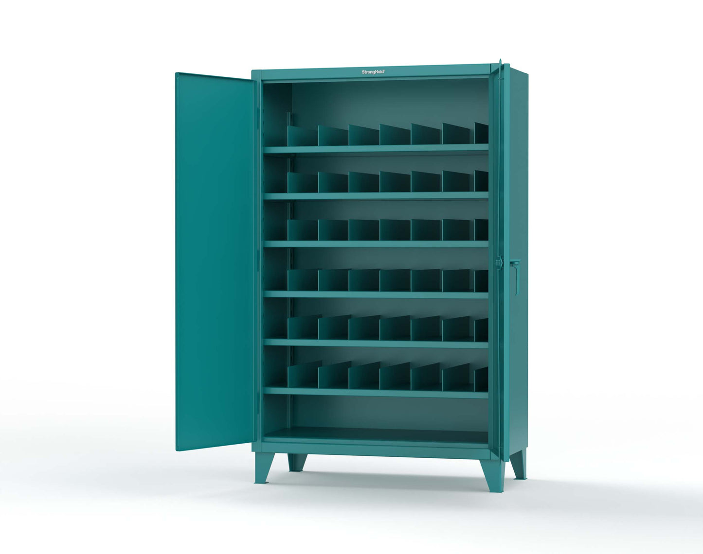Extreme Duty 12 GA Cabinet with 6 Shelves, Shelf Dividers - 48 In. W x 24 In. D x 78 In. H - 46-246PH-42VD-5021
