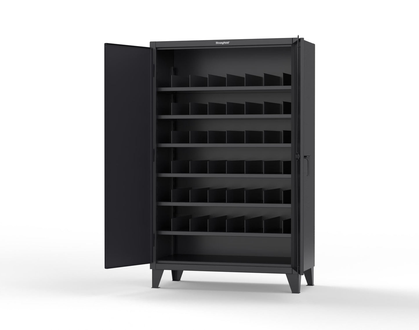Extreme Duty 12 GA Cabinet with 6 Shelves, Shelf Dividers - 48 In. W x 24 In. D x 78 In. H - 46-246PH-42VD-9005
