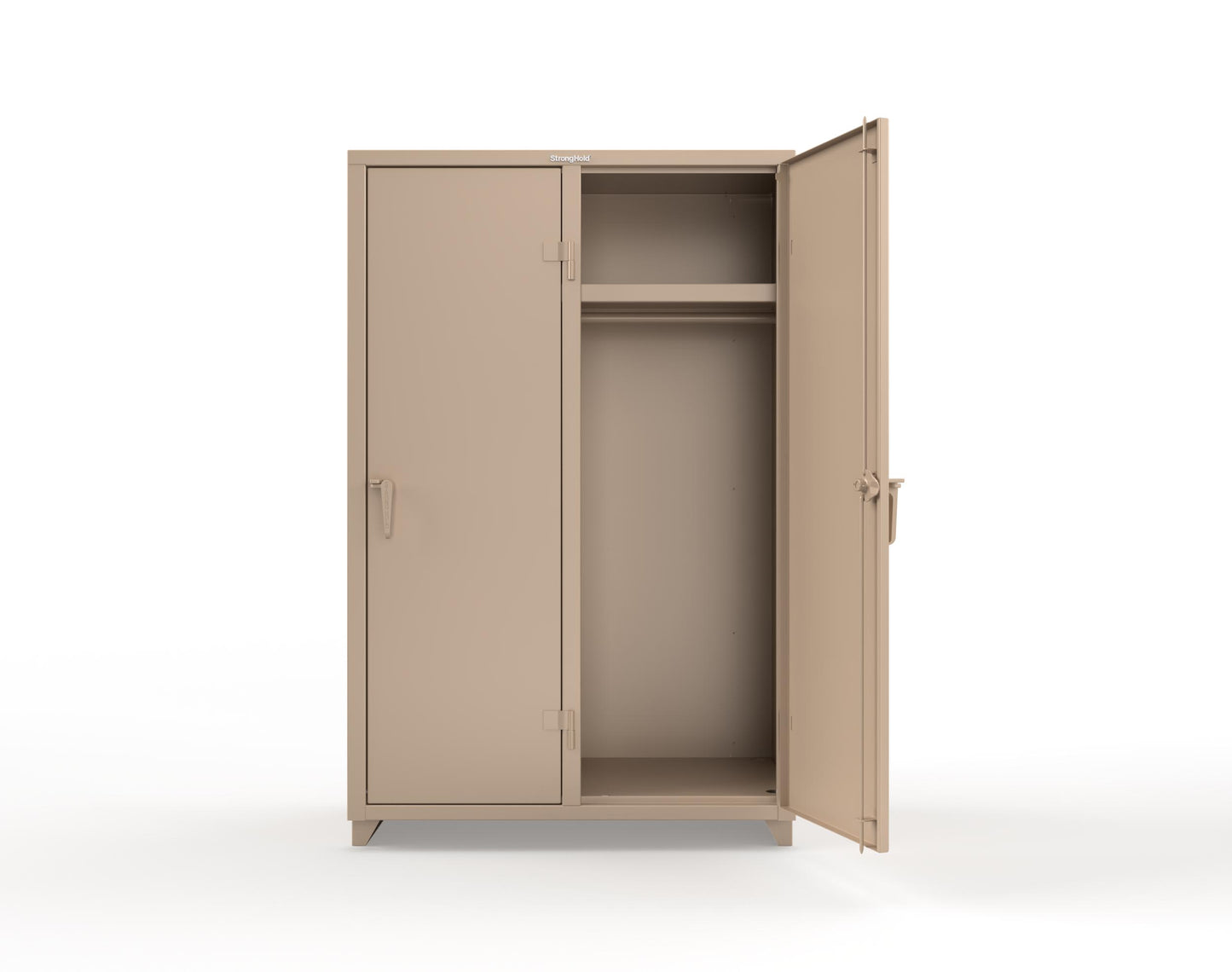 Extra Heavy Duty 14 GA Single-Tier Locker with Shelf and Hanger Rod, 2 Compartments - 48 in. W x 24 in. D x 75 in. H - 46-2D-24-1T-L-1019