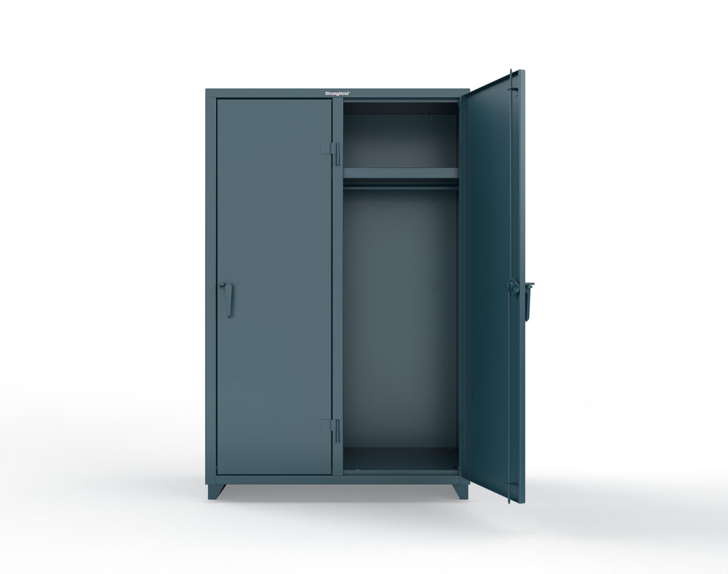 Extra Heavy Duty 14 GA Single-Tier Locker with Shelf and Hanger Rod, 2 Compartments - 48 in. W x 24 in. D x 75 in. H - 46-2D-24-1T-L-5001