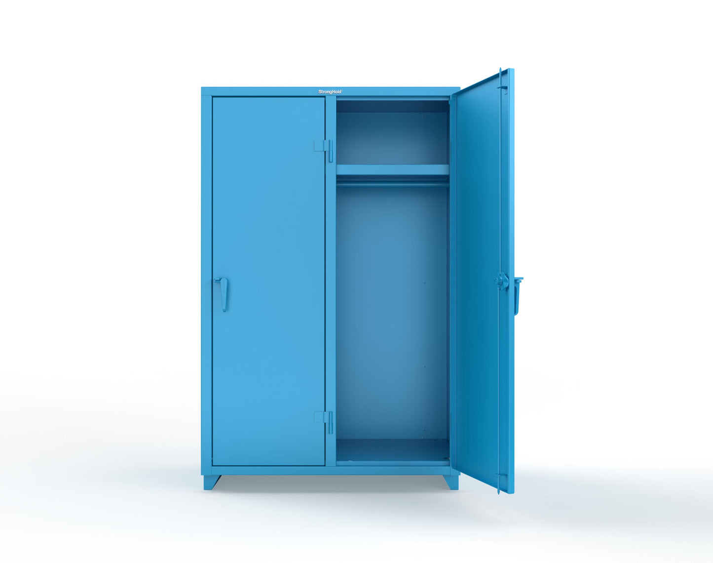 Extra Heavy Duty 14 GA Single-Tier Locker with Shelf and Hanger Rod, 2 Compartments - 48 in. W x 24 in. D x 75 in. H - 46-2D-24-1T-L-5012