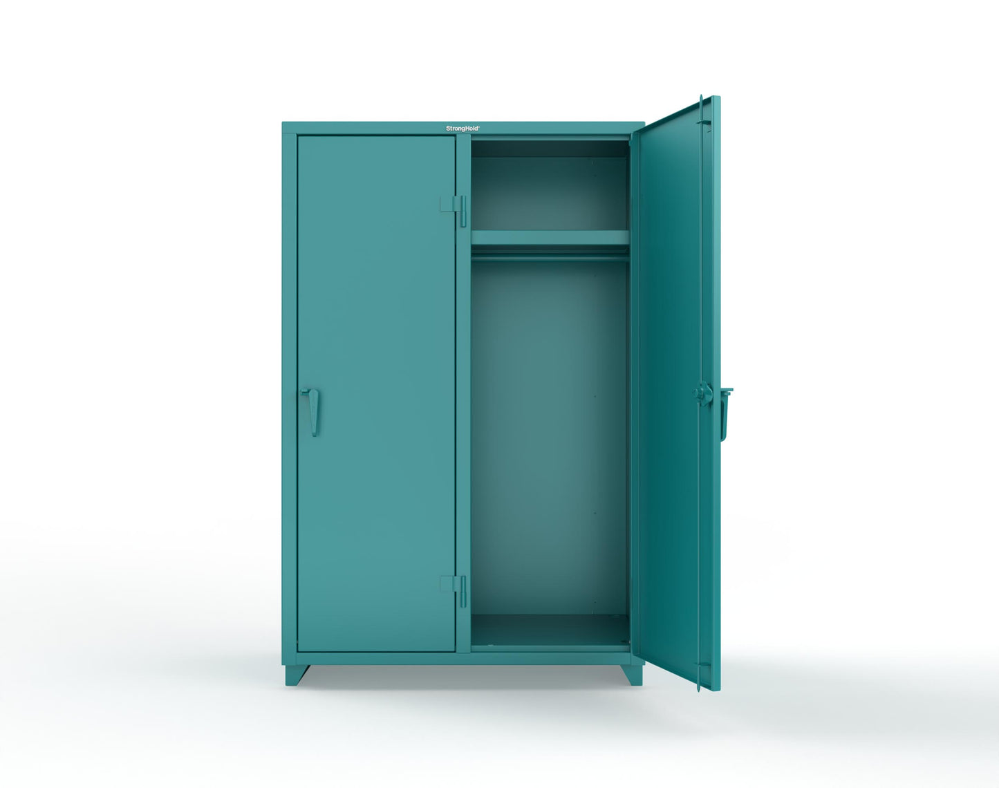 Extra Heavy Duty 14 GA Single-Tier Locker with Shelf and Hanger Rod, 2 Compartments - 48 in. W x 24 in. D x 75 in. H - 46-2D-24-1T-L-5021