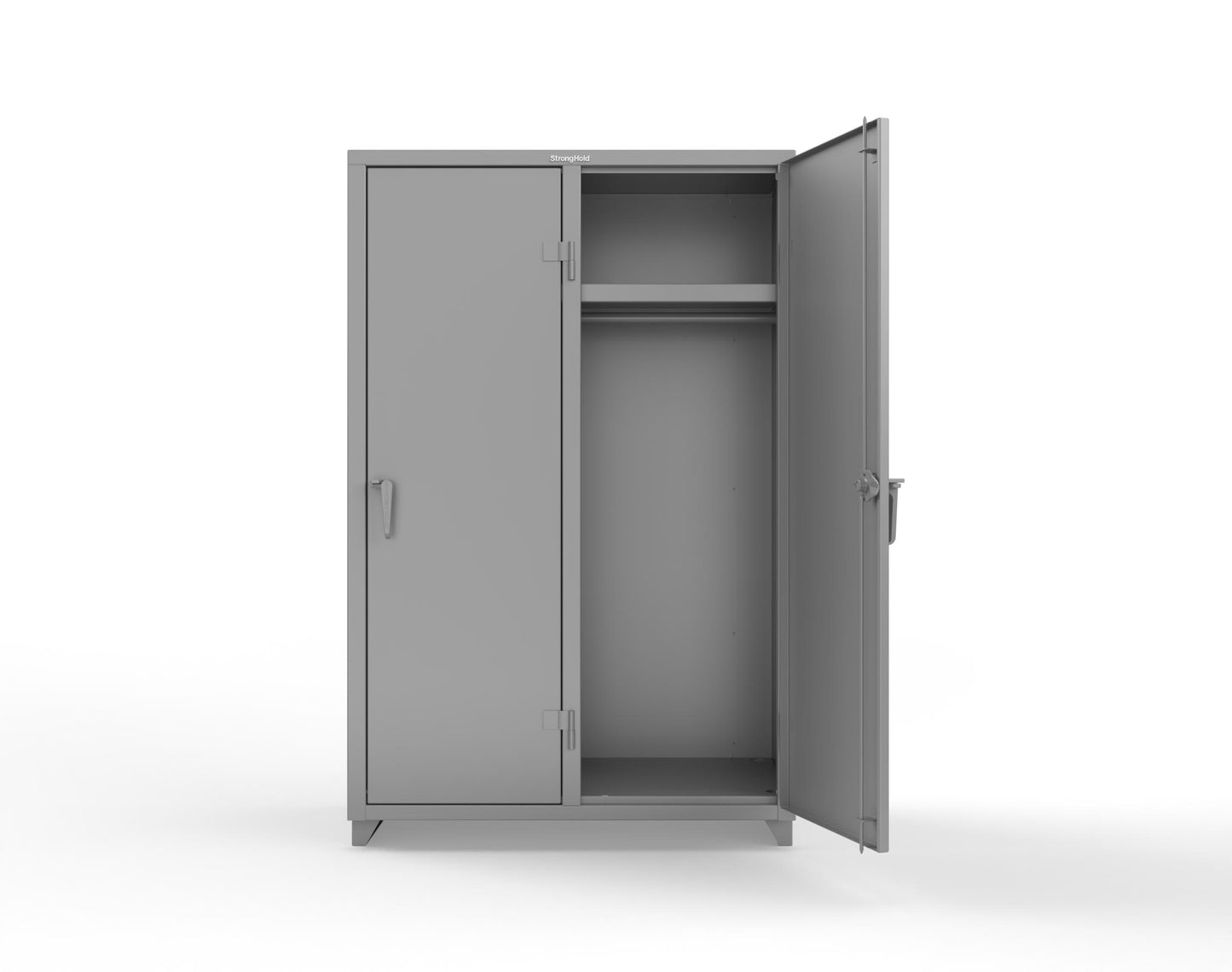 Extra Heavy Duty 14 GA Single-Tier Locker with Shelf and Hanger Rod, 2 Compartments - 48 in. W x 24 in. D x 75 in. H - 46-2D-24-1T-L-7037