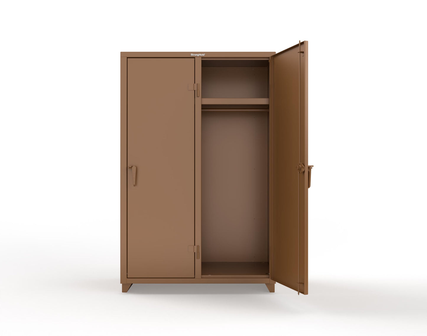 Extra Heavy Duty 14 GA Single-Tier Locker with Shelf and Hanger Rod, 2 Compartments - 48 in. W x 24 in. D x 75 in. H - 46-2D-24-1T-L-8008