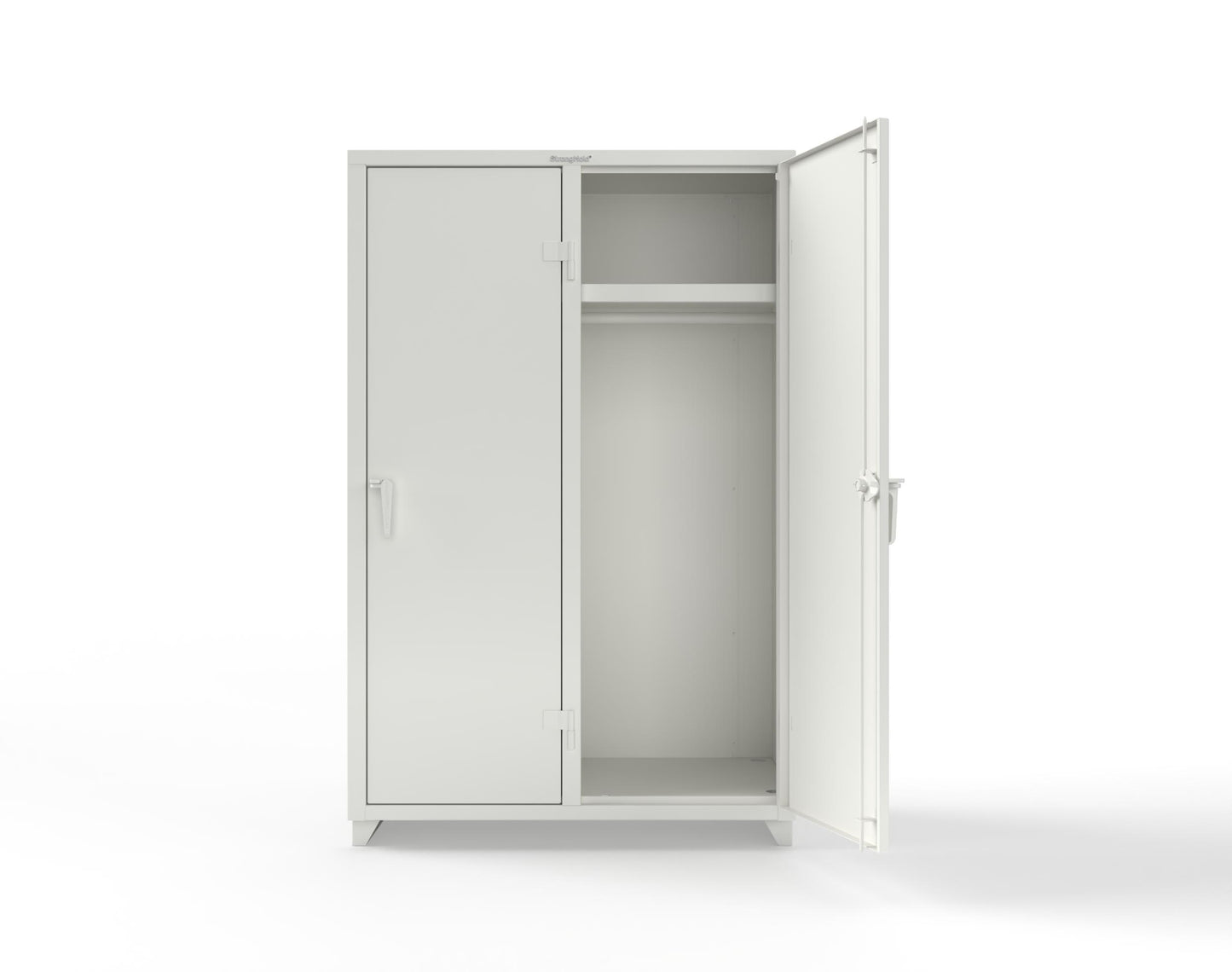 Extra Heavy Duty 14 GA Single-Tier Locker with Shelf and Hanger Rod, 2 Compartments - 48 in. W x 24 in. D x 75 in. H - 46-2D-24-1T-L-9003