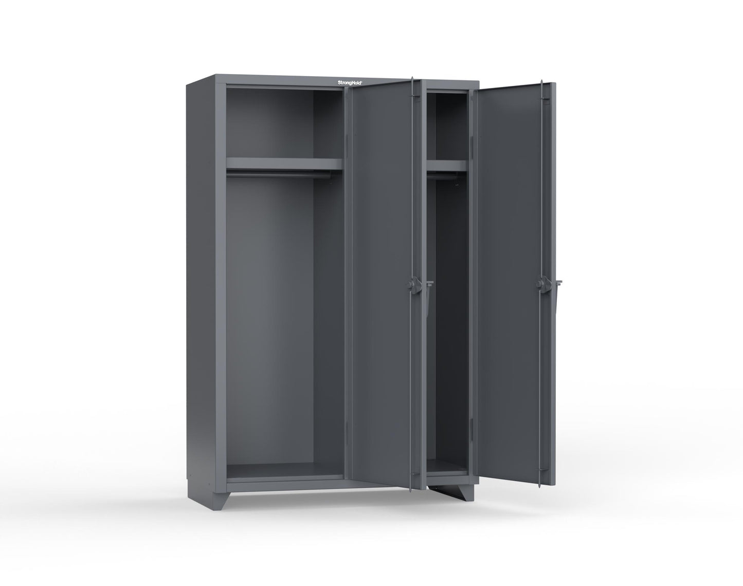 Extra Heavy Duty 14 GA Single-Tier Locker with Shelf and Hanger Rod, 2 Compartments - 48 in. W x 24 in. D x 75 in. H - 46-2D-24-1T-L-7024