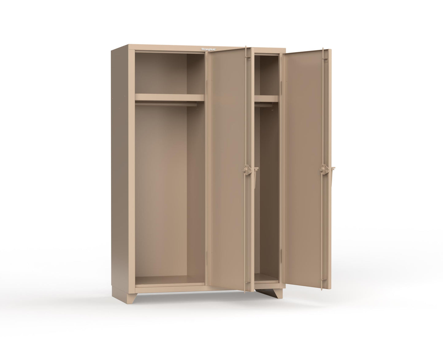Extra Heavy Duty 14 GA Single-Tier Locker with Shelf and Hanger Rod, 2 Compartments - 48 in. W x 24 in. D x 75 in. H - 46-2D-24-1T-L-1019
