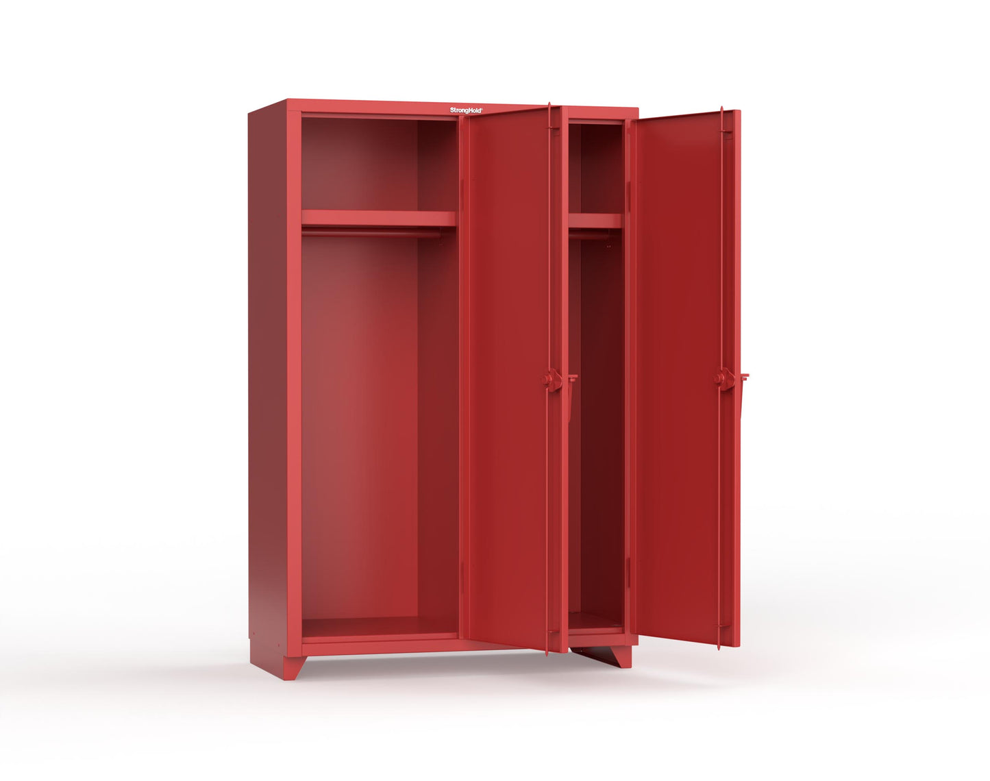 Extra Heavy Duty 14 GA Single-Tier Locker with Shelf and Hanger Rod, 2 Compartments - 48 in. W x 24 in. D x 75 in. H - 46-2D-24-1T-L-3001