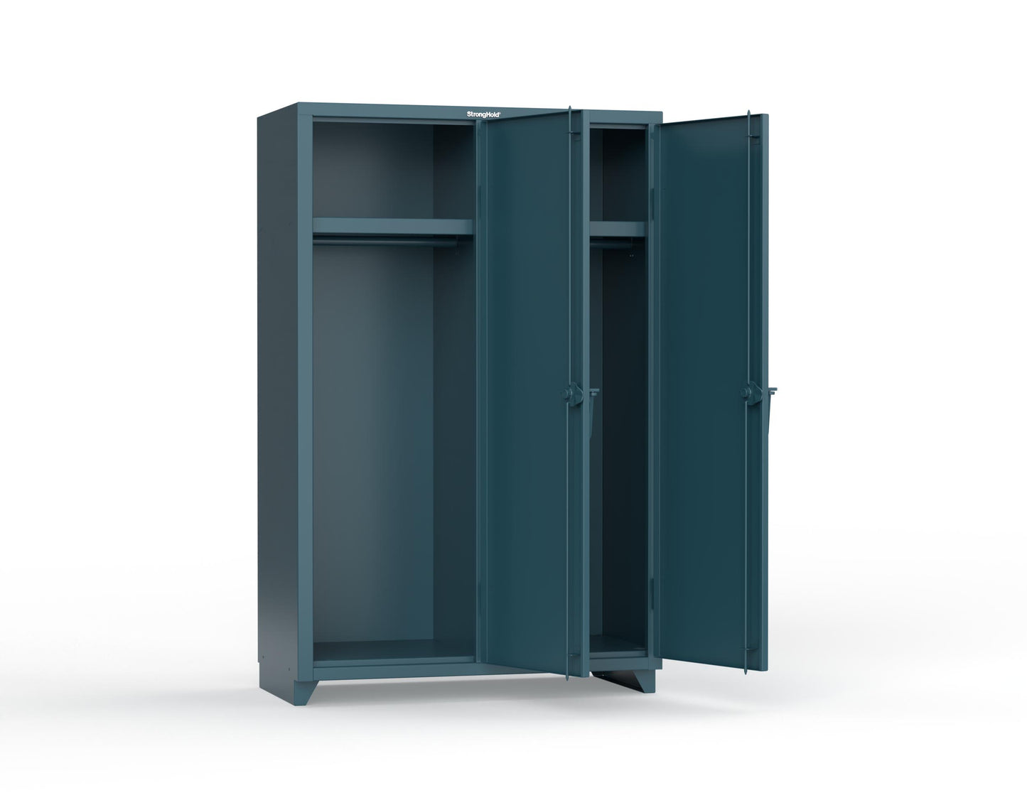 Extra Heavy Duty 14 GA Single-Tier Locker with Shelf and Hanger Rod, 2 Compartments - 48 in. W x 24 in. D x 75 in. H - 46-2D-24-1T-L-5001