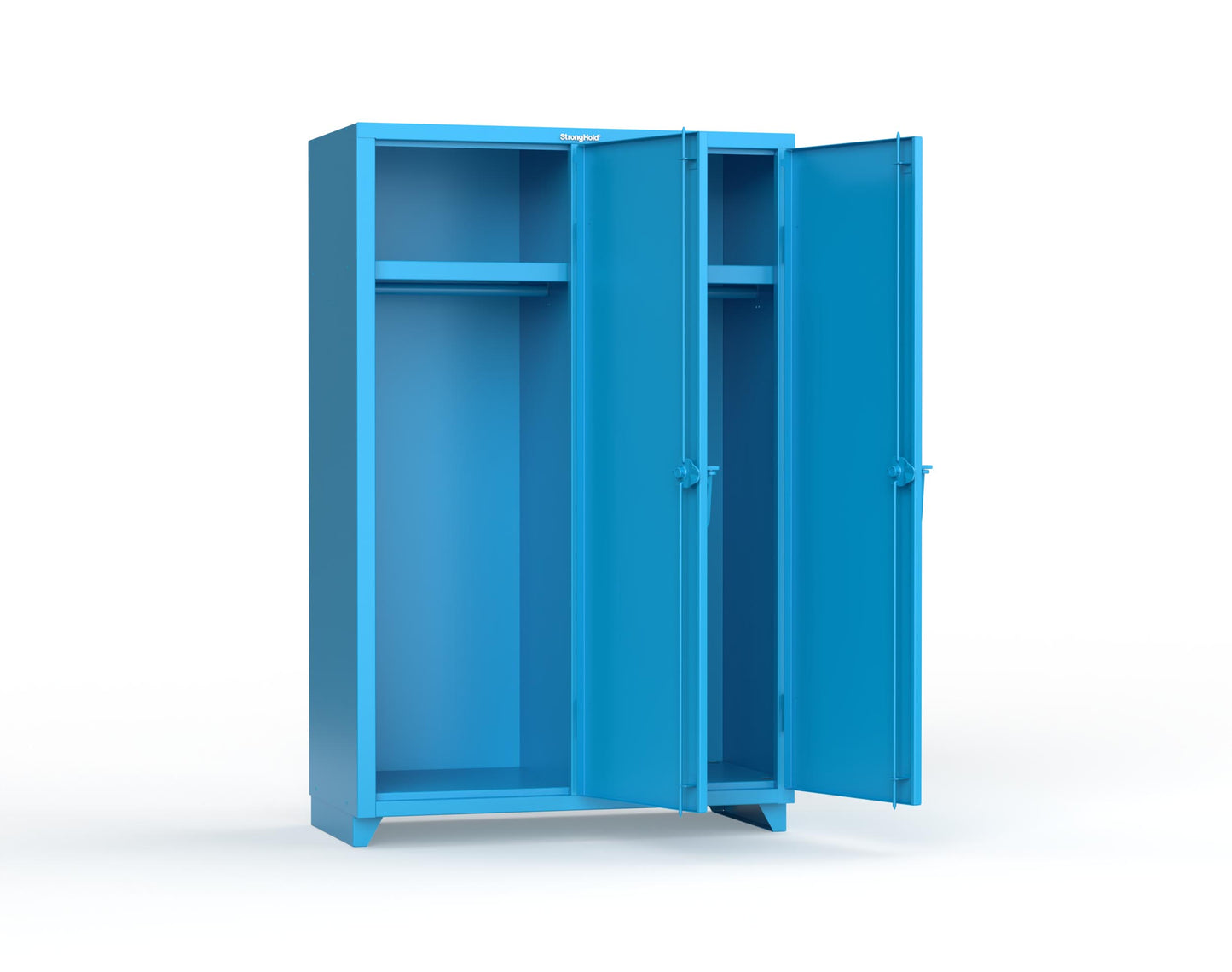 Extra Heavy Duty 14 GA Single-Tier Locker with Shelf and Hanger Rod, 2 Compartments - 48 in. W x 24 in. D x 75 in. H - 46-2D-24-1T-L-5012