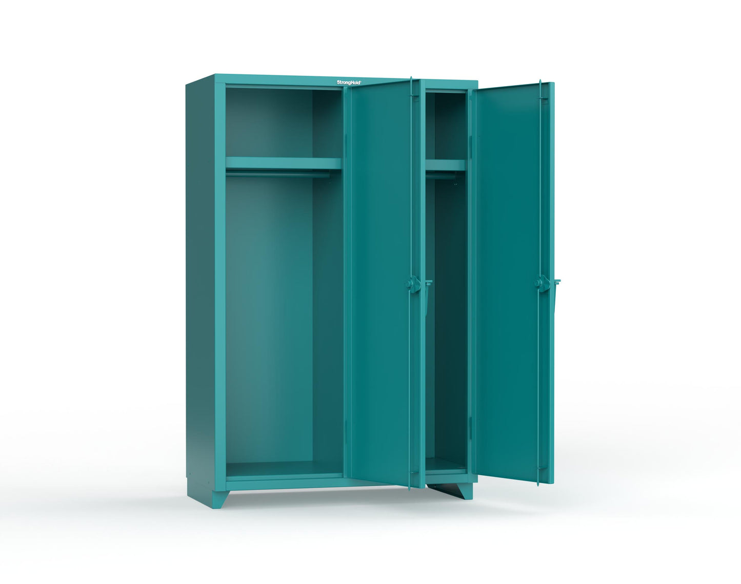 Extra Heavy Duty 14 GA Single-Tier Locker with Shelf and Hanger Rod, 2 Compartments - 48 in. W x 24 in. D x 75 in. H - 46-2D-24-1T-L-5021