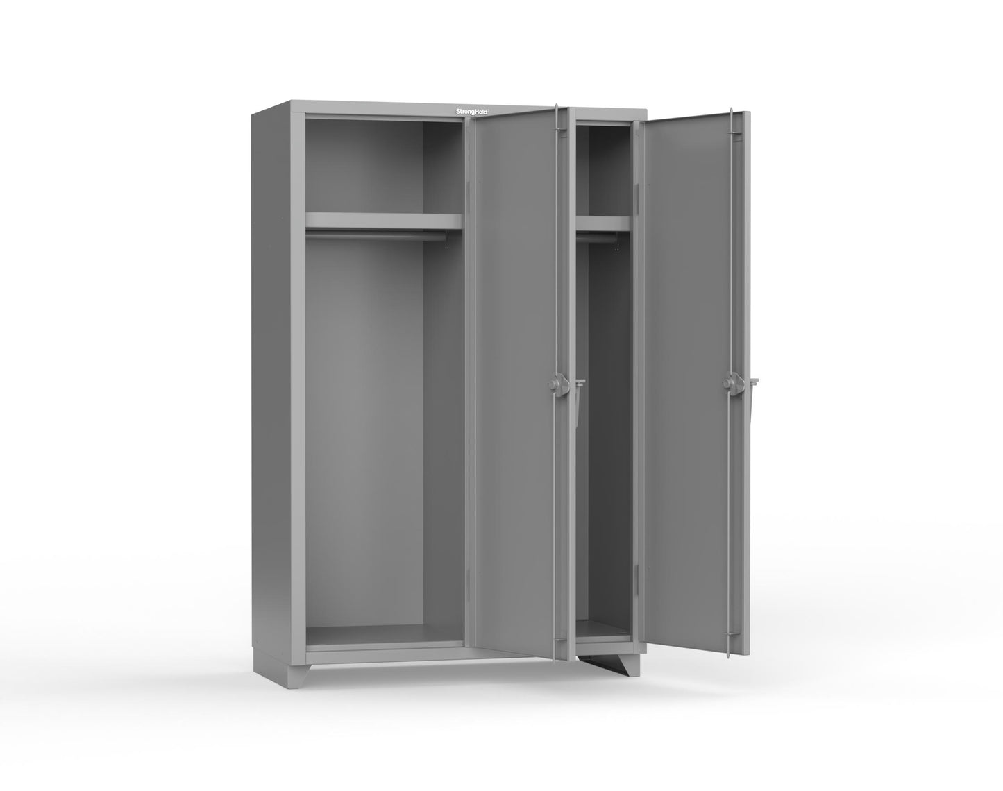 Extra Heavy Duty 14 GA Single-Tier Locker with Shelf and Hanger Rod, 2 Compartments - 48 in. W x 24 in. D x 75 in. H - 46-2D-24-1T-L-7037