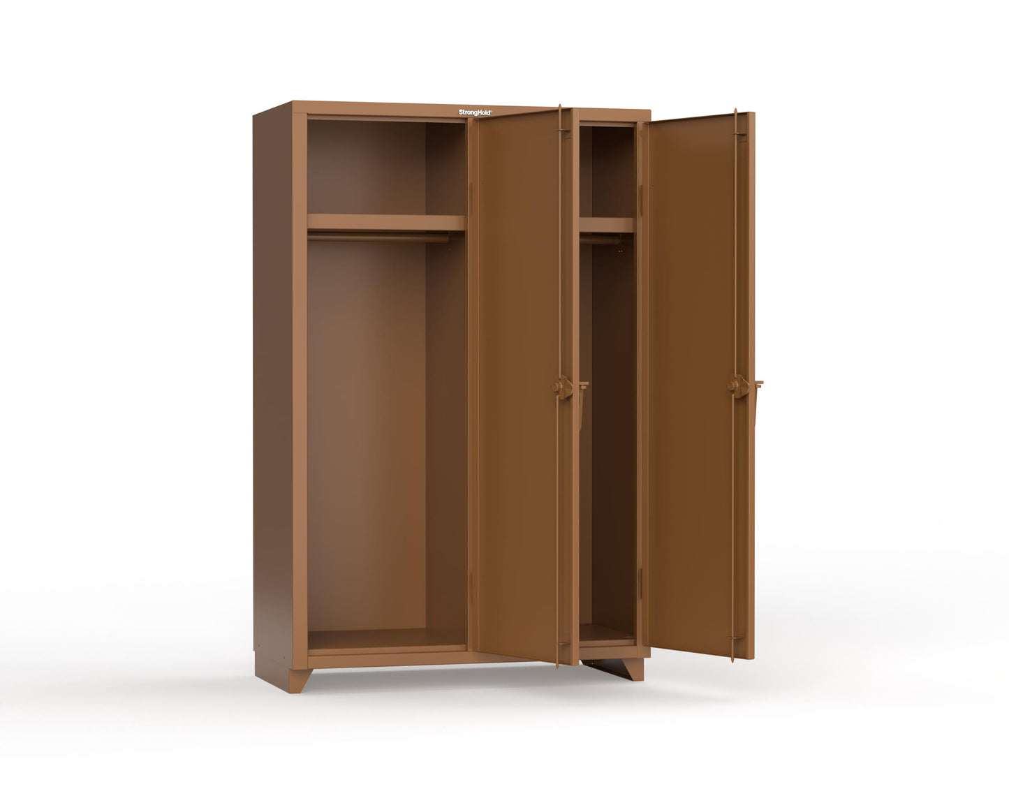 Extra Heavy Duty 14 GA Single-Tier Locker with Shelf and Hanger Rod, 2 Compartments - 48 in. W x 24 in. D x 75 in. H - 46-2D-24-1T-L-8008
