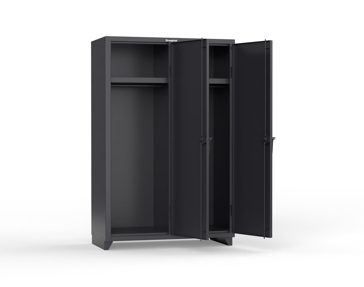 Extra Heavy Duty 14 GA Single-Tier Locker with Shelf and Hanger Rod, 2 Compartments - 48 in. W x 24 in. D x 75 in. H - 46-2D-24-1T-L-9005