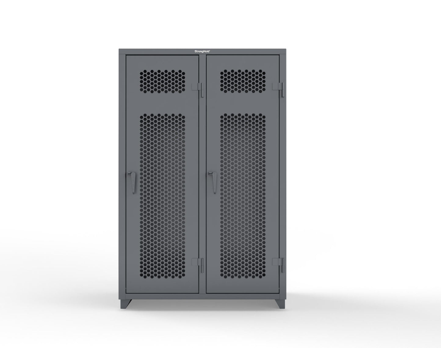 Extra Heavy Duty 14 GA Ventilated Single-Tier Locker with Shelf and Hanger Rod, 2 Compartments - 48 in. W x 24 in. D x 75 in. H - 46-2H-24-1T-L-7024