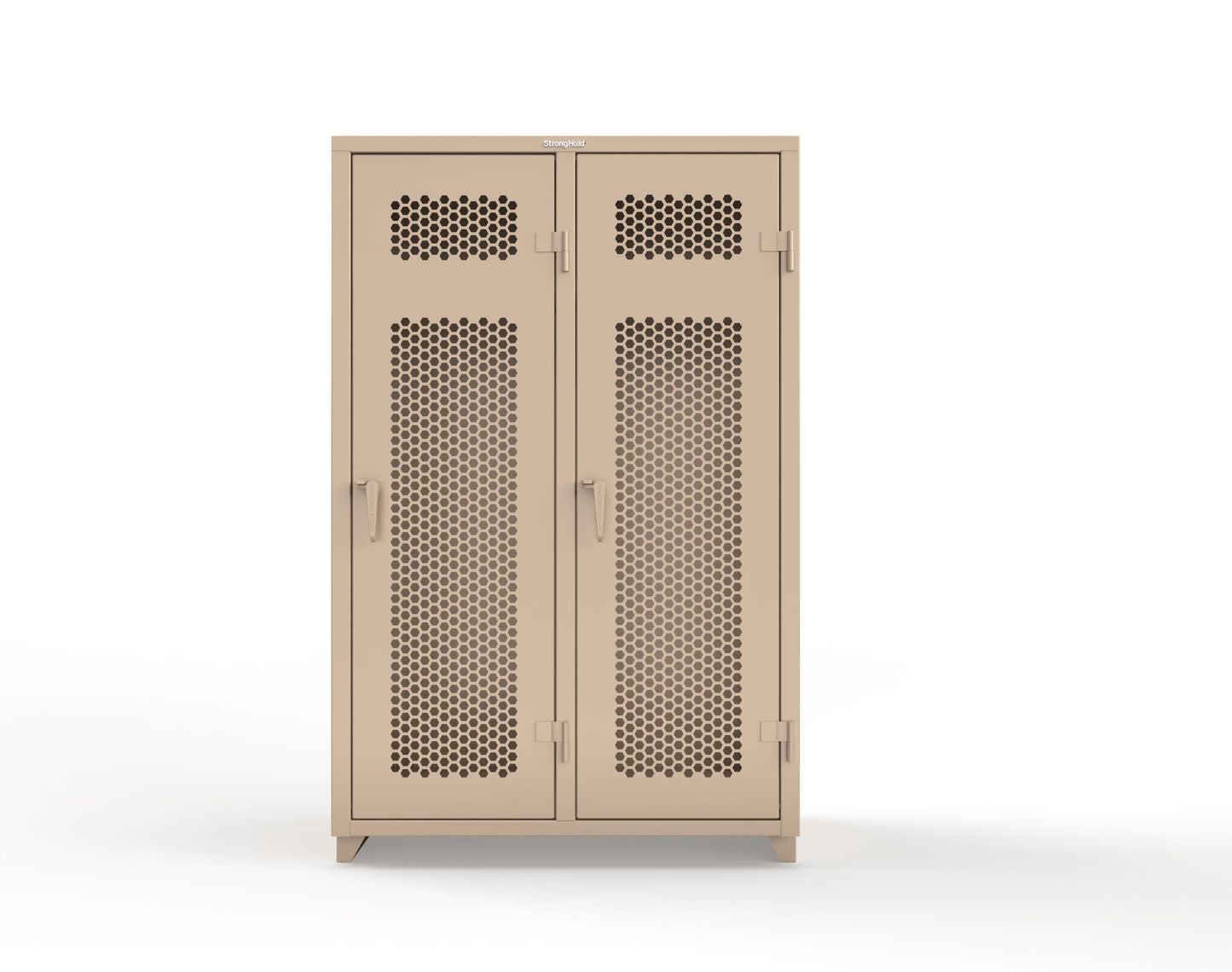 Extra Heavy Duty 14 GA Ventilated Single-Tier Locker with Shelf and Hanger Rod, 2 Compartments - 48 in. W x 24 in. D x 75 in. H - 46-2H-24-1T-L-1019