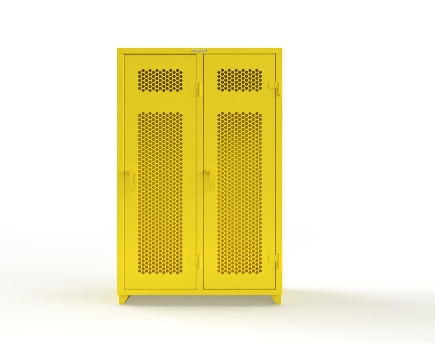 Extra Heavy Duty 14 GA Ventilated Single-Tier Locker with Shelf and Hanger Rod, 2 Compartments - 48 in. W x 24 in. D x 75 in. H - 46-2H-24-1T-L-1021
