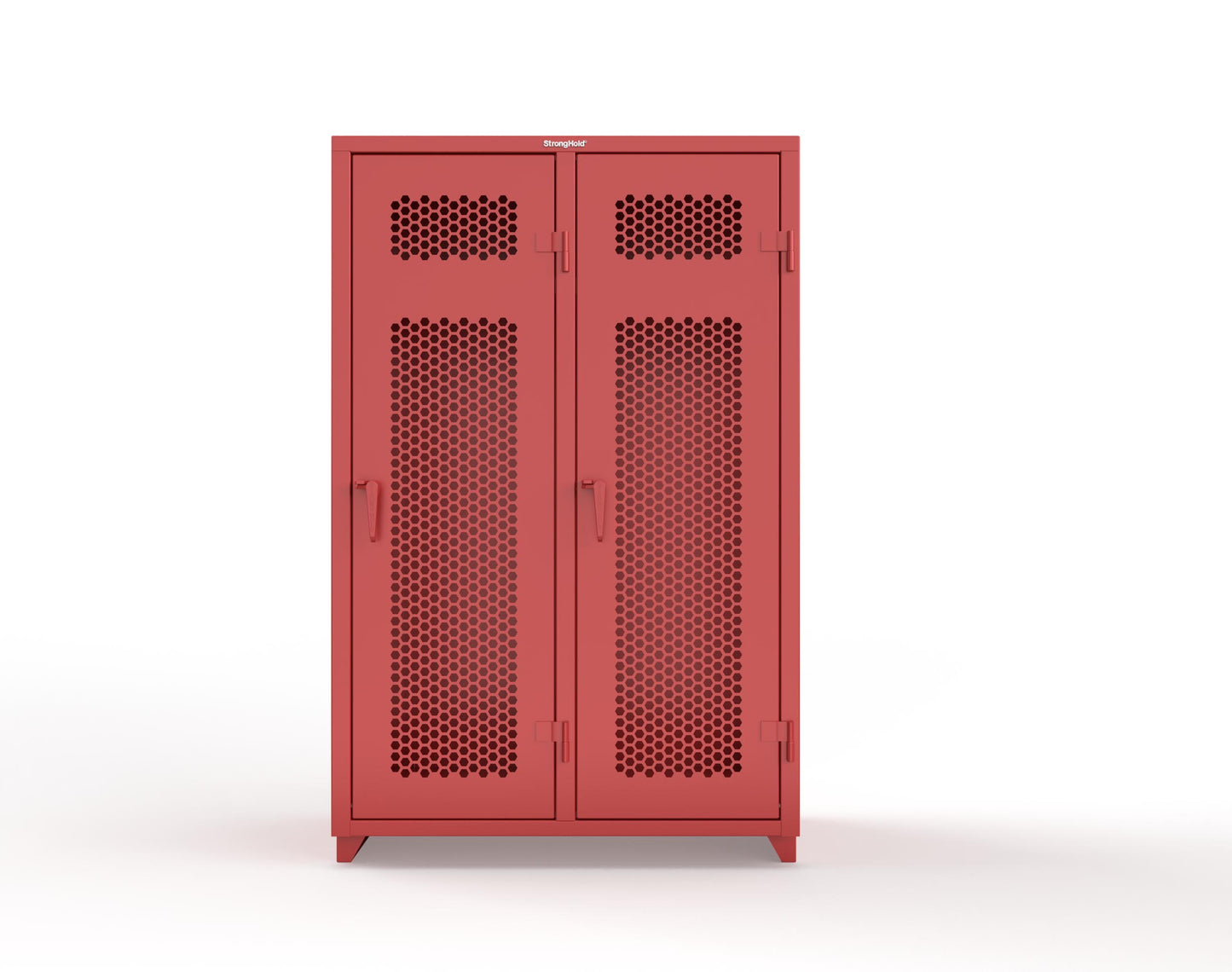 Extra Heavy Duty 14 GA Ventilated Single-Tier Locker with Shelf and Hanger Rod, 2 Compartments - 48 in. W x 24 in. D x 75 in. H - 46-2H-24-1T-L-3001