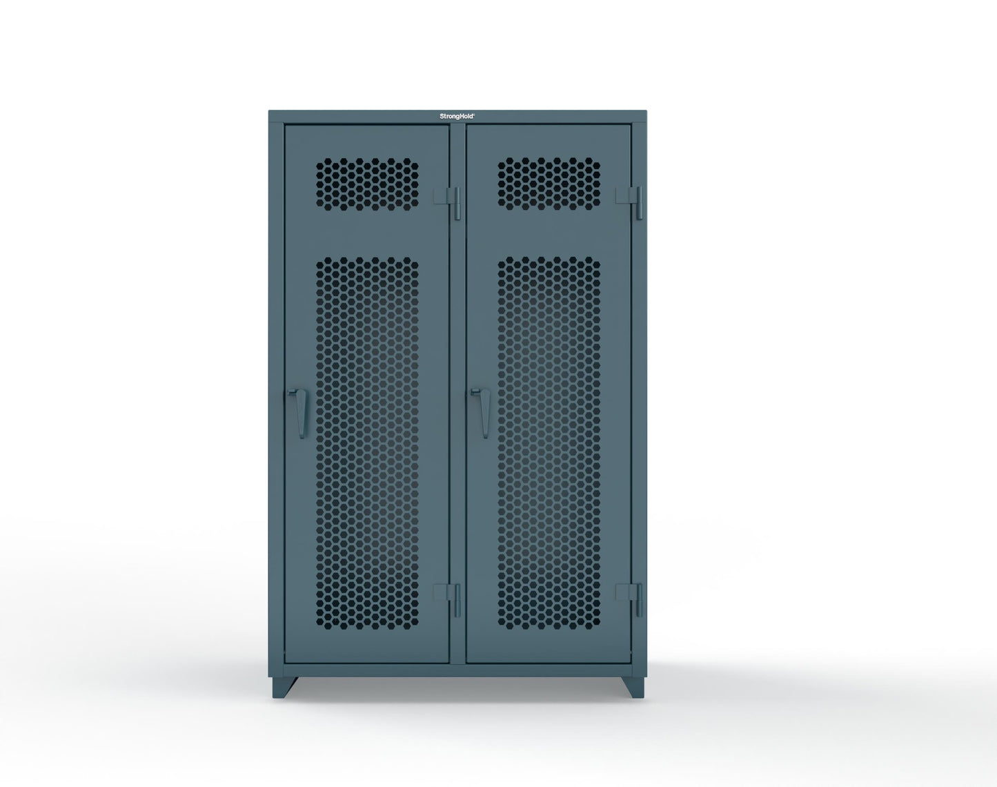 Extra Heavy Duty 14 GA Ventilated Single-Tier Locker with Shelf and Hanger Rod, 2 Compartments - 48 in. W x 24 in. D x 75 in. H - 46-2H-24-1T-L-5001