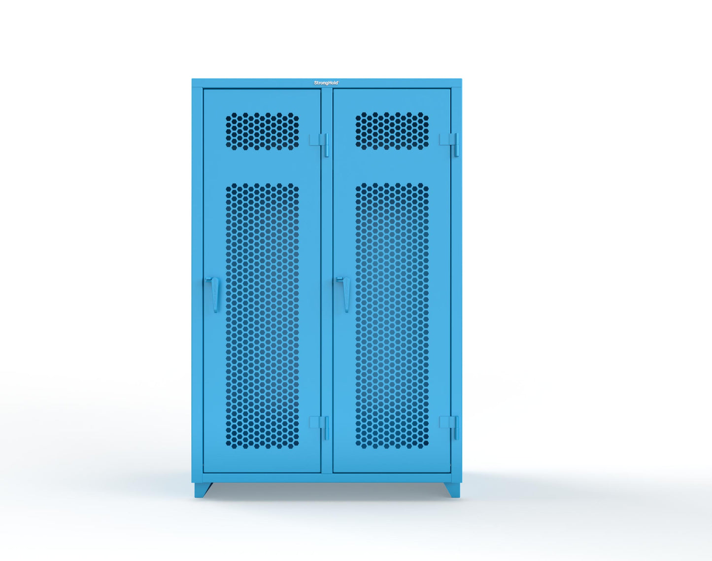Extra Heavy Duty 14 GA Ventilated Single-Tier Locker with Shelf and Hanger Rod, 2 Compartments - 48 in. W x 24 in. D x 75 in. H - 46-2H-24-1T-L-5012