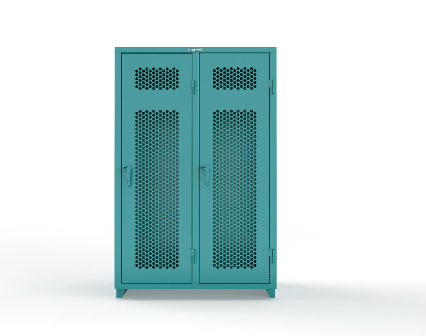 Extra Heavy Duty 14 GA Ventilated Single-Tier Locker with Shelf and Hanger Rod, 2 Compartments - 48 in. W x 24 in. D x 75 in. H - 46-2H-24-1T-L-5021