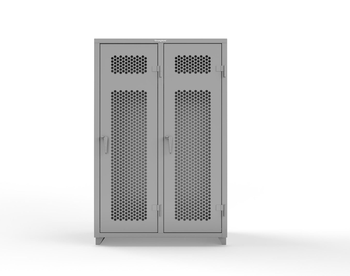 Extra Heavy Duty 14 GA Ventilated Single-Tier Locker with Shelf and Hanger Rod, 2 Compartments - 48 in. W x 24 in. D x 75 in. H - 46-2H-24-1T-L-7037