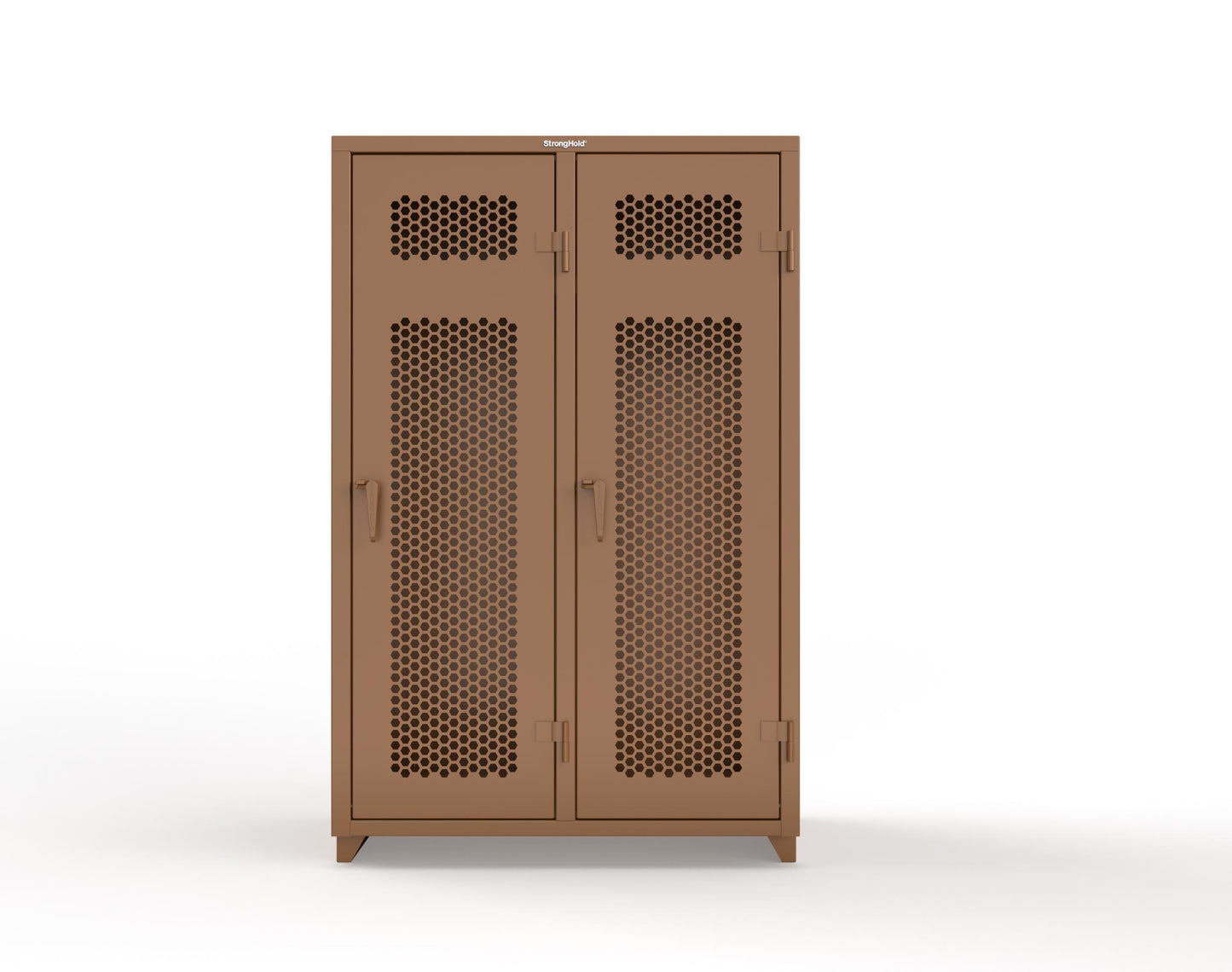 Extra Heavy Duty 14 GA Ventilated Single-Tier Locker with Shelf and Hanger Rod, 2 Compartments - 48 in. W x 24 in. D x 75 in. H - 46-2H-24-1T-L-8008