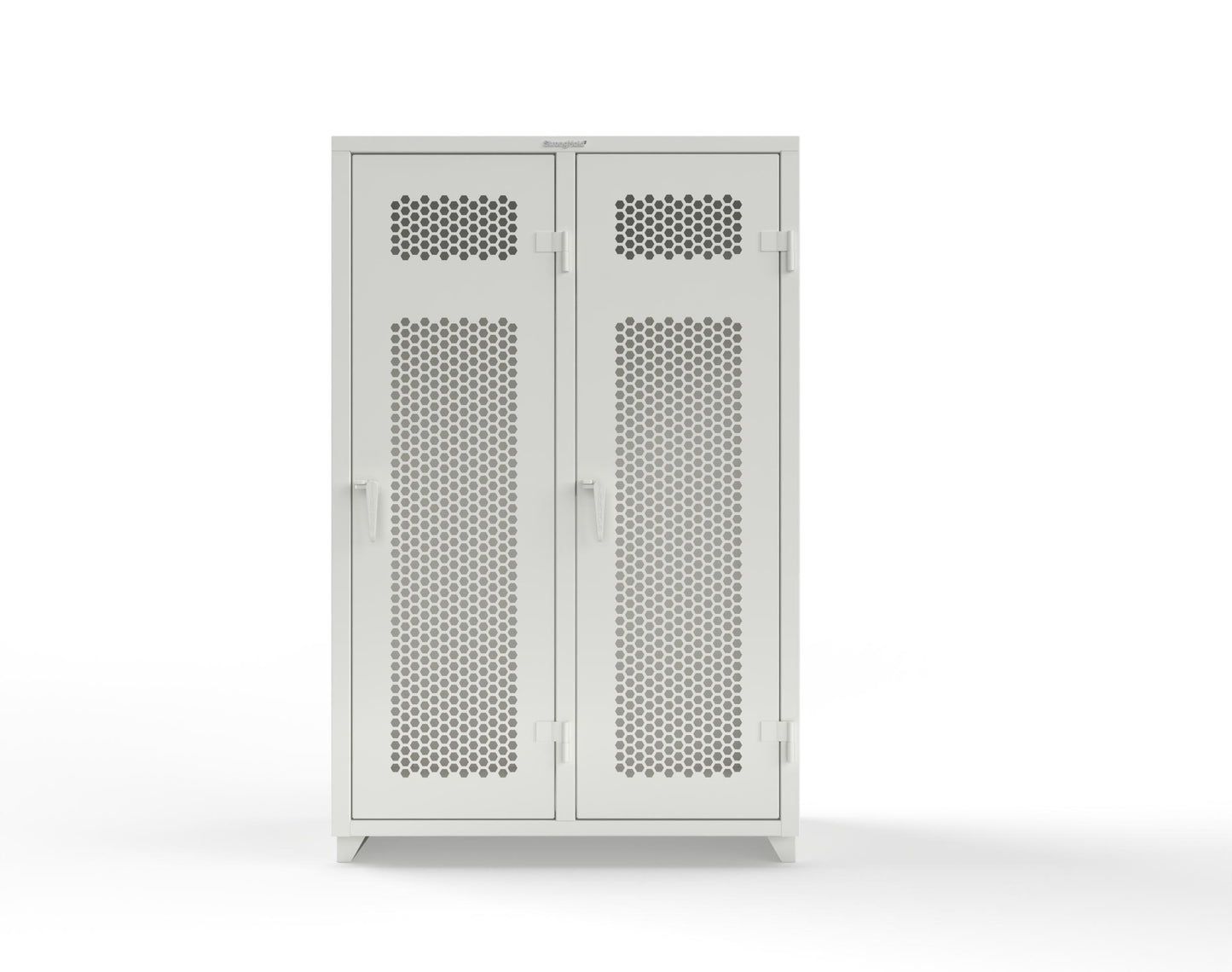 Extra Heavy Duty 14 GA Ventilated Single-Tier Locker with Shelf and Hanger Rod, 2 Compartments - 48 in. W x 24 in. D x 75 in. H - 46-2H-24-1T-L-9003